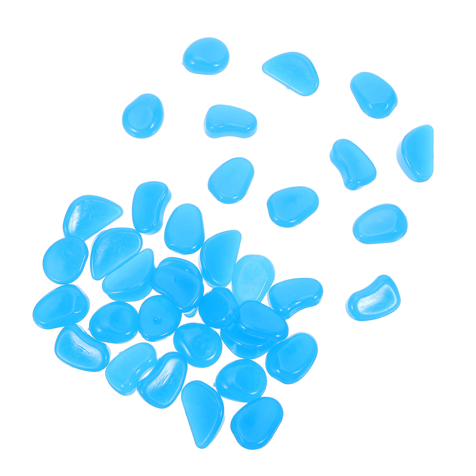 Aquarium Decoration Rock - 50Pcs Glow-in-Dark Pebbles Blue Fluorescent Rocks