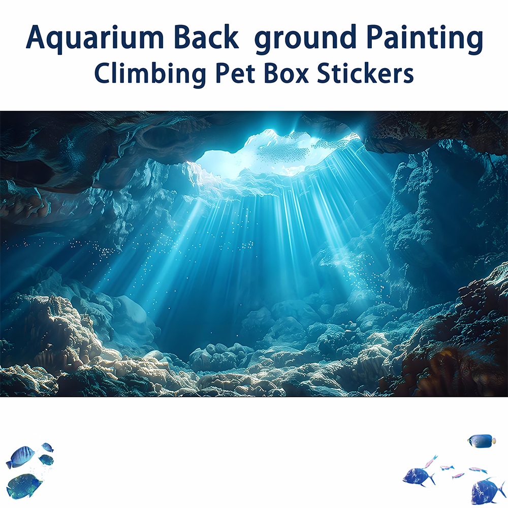 Aquarium Fish Poster - Sunshine Cave，Fish tank background painting, Aquarium