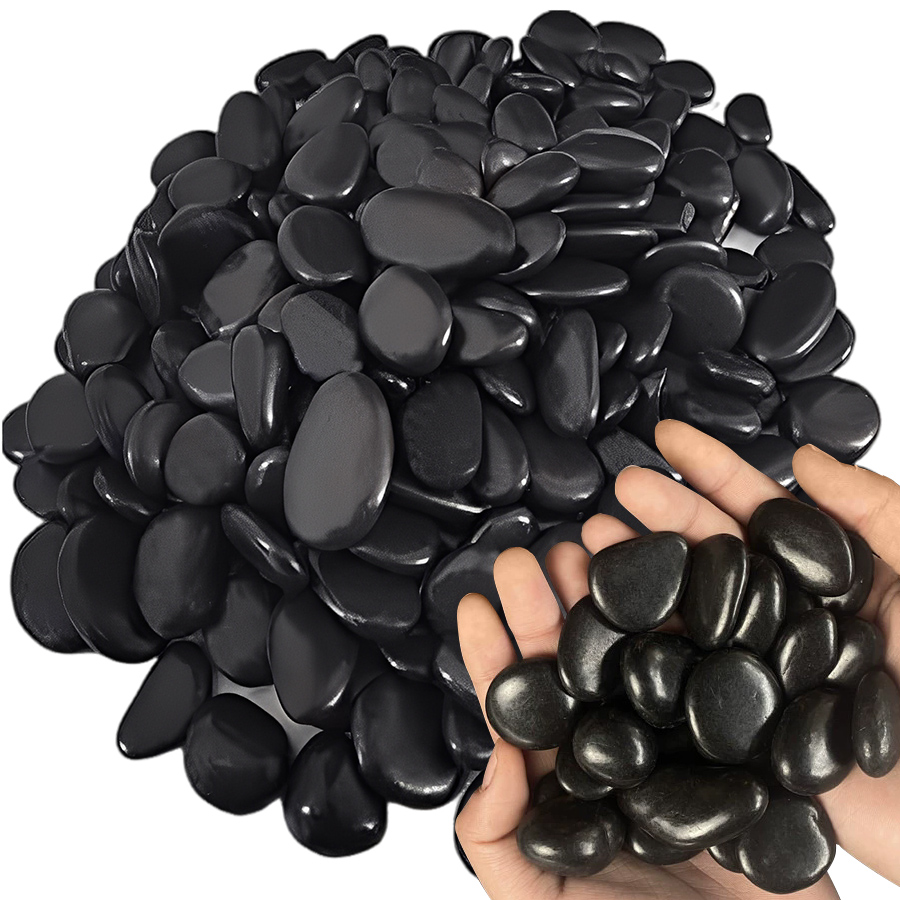 Aquarium Decoration Rock - 200g Black High Polished Natural Pebbles
