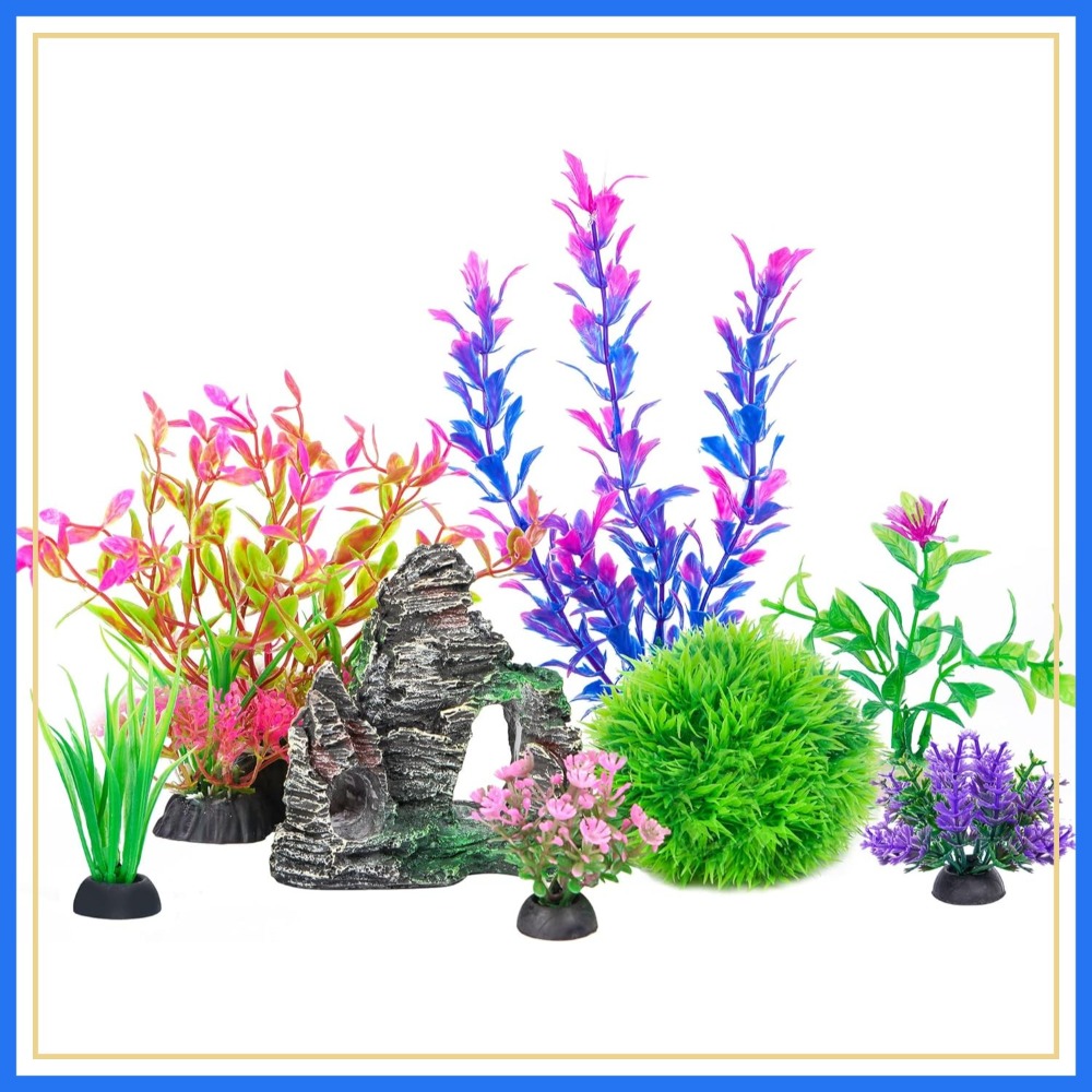 Aquarium Decoration Rock - Aquarium Artificial Plastic Plants and Rock