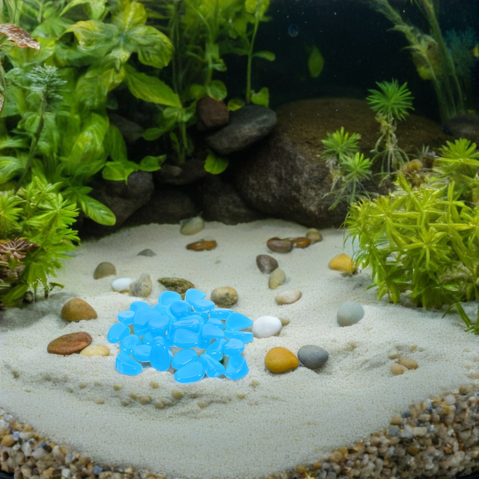 50Pcs Glow-in-Dark Pebbles Blu - огляд і ціна Aquarium Decoration Rock