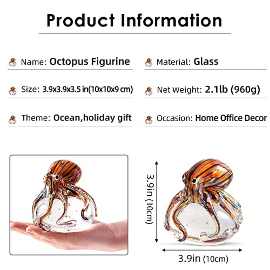 Hand Blown Glass Octopus Figur - огляд і ціна Aquarium Fish Japan